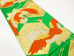 アンティーク　花亀甲に鶴模様織り出し袋帯（材料）